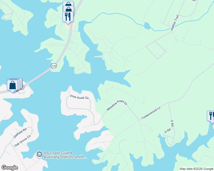 map of restaurants, bars, coffee shops, grocery stores, and more near 125 Oak Hollow Road in Moneta