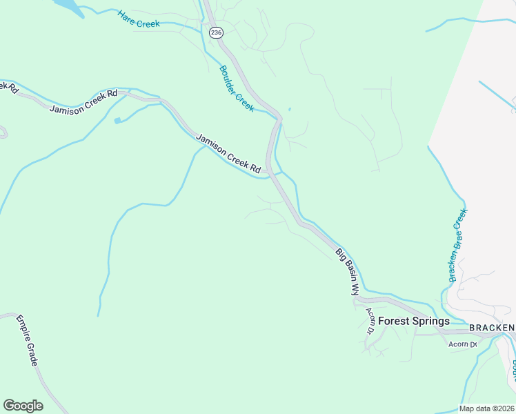 map of restaurants, bars, coffee shops, grocery stores, and more near 230 Fern Rock Way in Boulder Creek