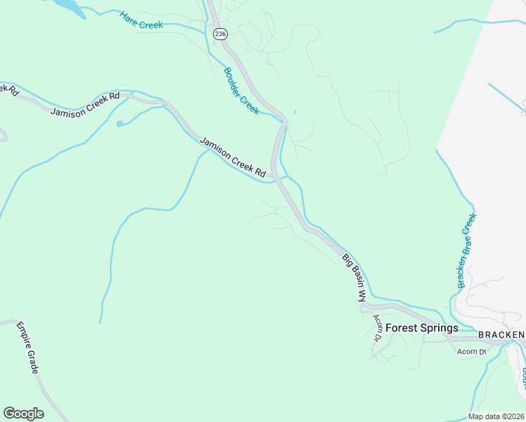 map of restaurants, bars, coffee shops, grocery stores, and more near 230 Fern Rock Way in Boulder Creek