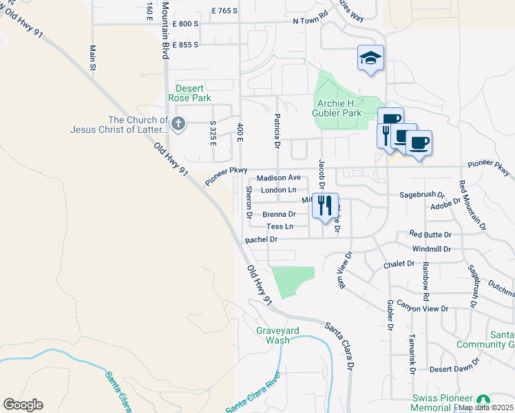 map of restaurants, bars, coffee shops, grocery stores, and more near 3923 Mitchell Drive in Santa Clara