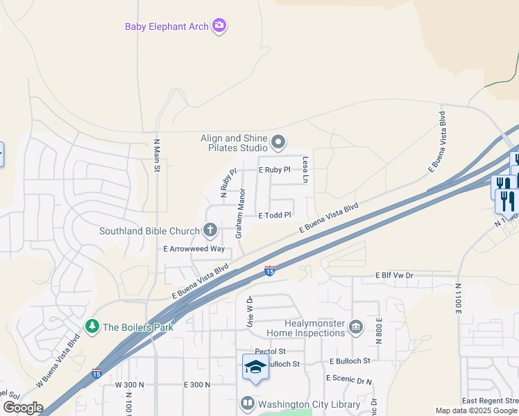 map of restaurants, bars, coffee shops, grocery stores, and more near 968 Camel Springs Drive in Washington