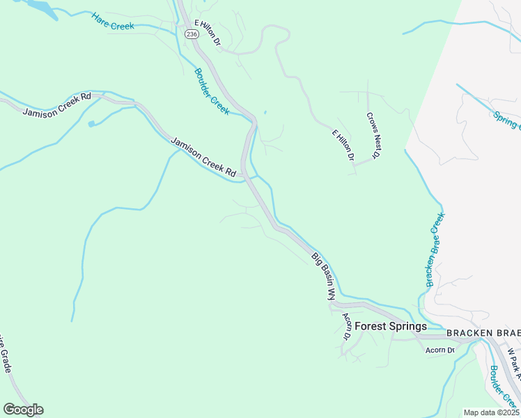 map of restaurants, bars, coffee shops, grocery stores, and more near 115 Fallen Leaf Drive in Boulder Creek