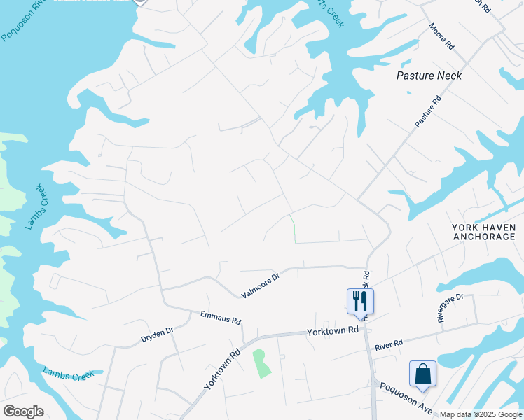 map of restaurants, bars, coffee shops, grocery stores, and more near 7 Dorothy Drive in Poquoson