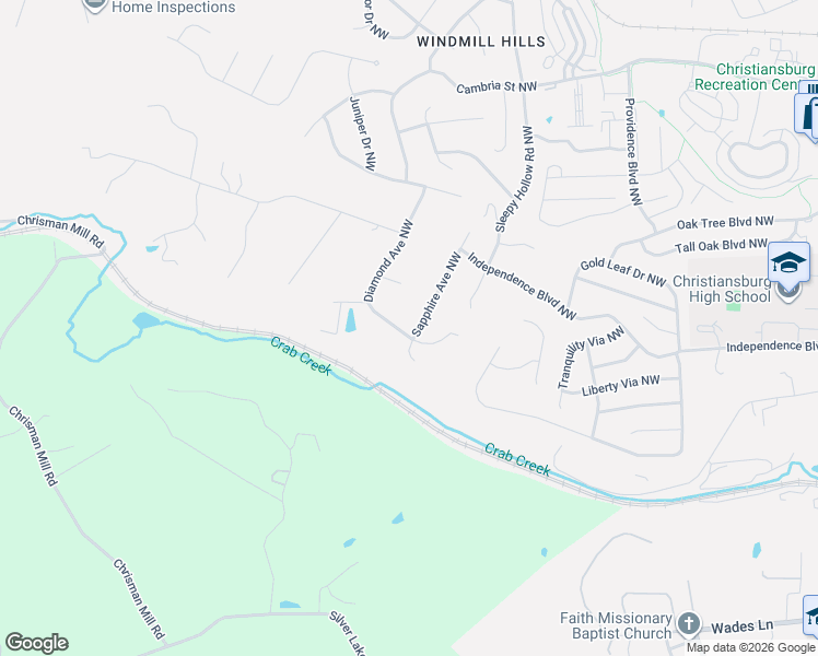 map of restaurants, bars, coffee shops, grocery stores, and more near in CHRISTIANSBRG