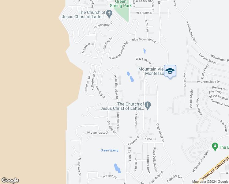 map of restaurants, bars, coffee shops, grocery stores, and more near 993 North Las Entradas Drive in Washington
