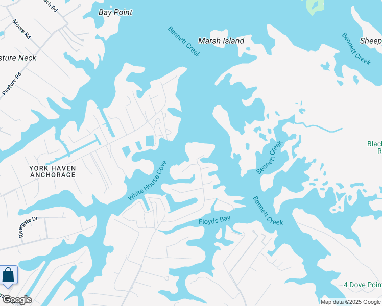 map of restaurants, bars, coffee shops, grocery stores, and more near 119 White House Drive in Poquoson