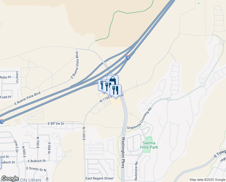 map of restaurants, bars, coffee shops, grocery stores, and more near 980 Hoodoo Way in Washington