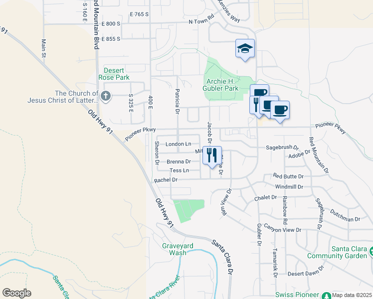 map of restaurants, bars, coffee shops, grocery stores, and more near 3862 Mitchell Drive in Santa Clara