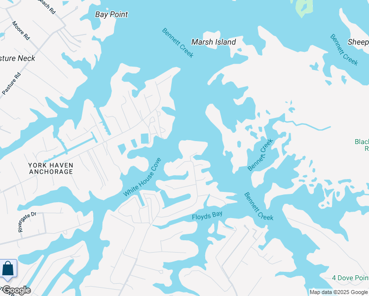map of restaurants, bars, coffee shops, grocery stores, and more near 119 White House Drive in Poquoson