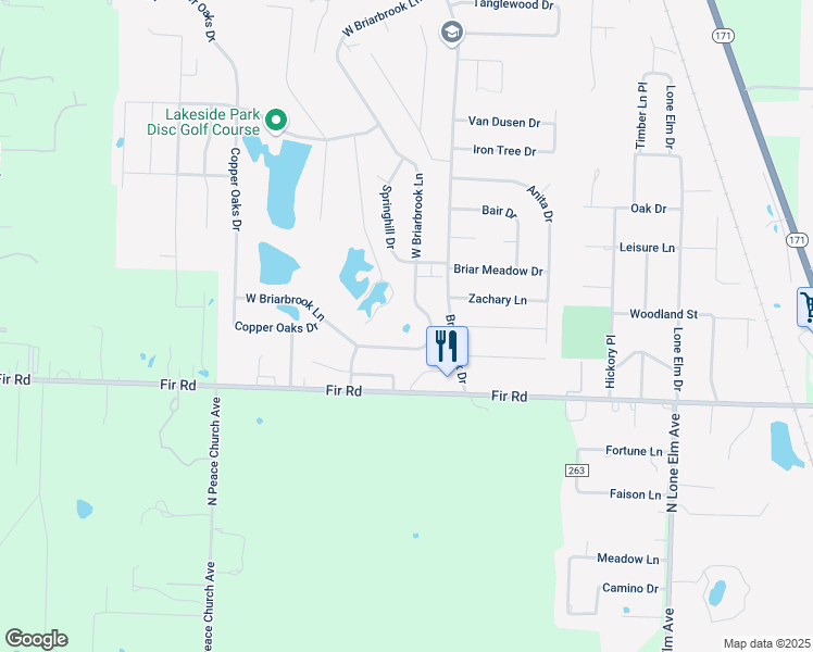 map of restaurants, bars, coffee shops, grocery stores, and more near 803-815 West Briarbrook Lane in Carl Junction