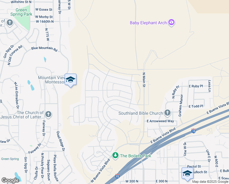 map of restaurants, bars, coffee shops, grocery stores, and more near 257 West Green Jade Drive in St. George