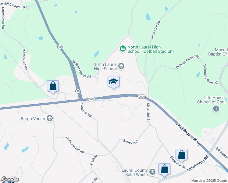 map of restaurants, bars, coffee shops, grocery stores, and more near 1300 Hal Rogers Parkway in London