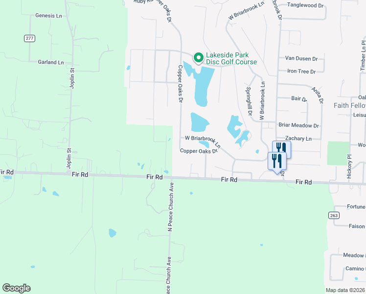 map of restaurants, bars, coffee shops, grocery stores, and more near 1006 Copper Oaks Drive in Carl Junction