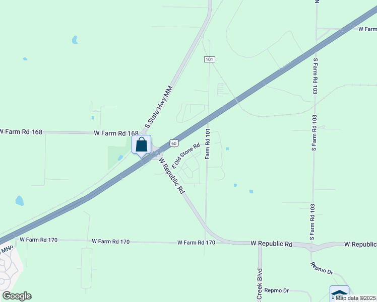 map of restaurants, bars, coffee shops, grocery stores, and more near 3246A East Old Stone Road in Republic