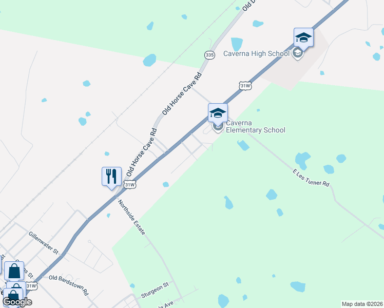 map of restaurants, bars, coffee shops, grocery stores, and more near 1000 Lingale Drive in Cave City