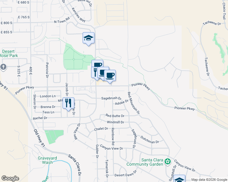 map of restaurants, bars, coffee shops, grocery stores, and more near 3500 Robbin Court in Santa Clara