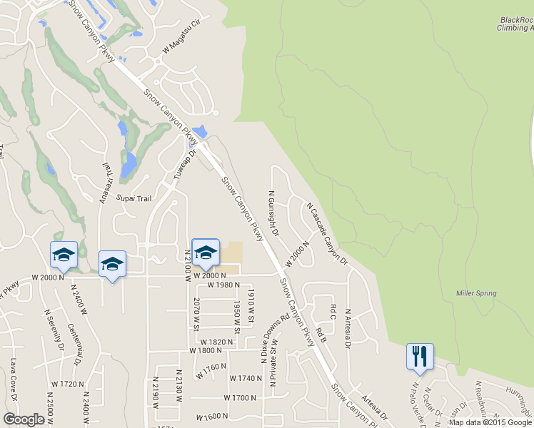 map of restaurants, bars, coffee shops, grocery stores, and more near 2169 N Gunsight Dr in St George