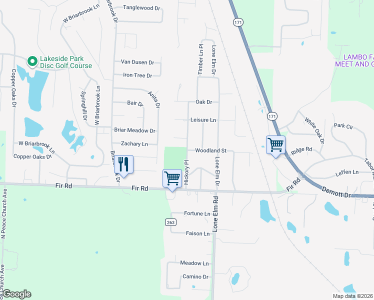 map of restaurants, bars, coffee shops, grocery stores, and more near 198 Hickory Place in Carl Junction