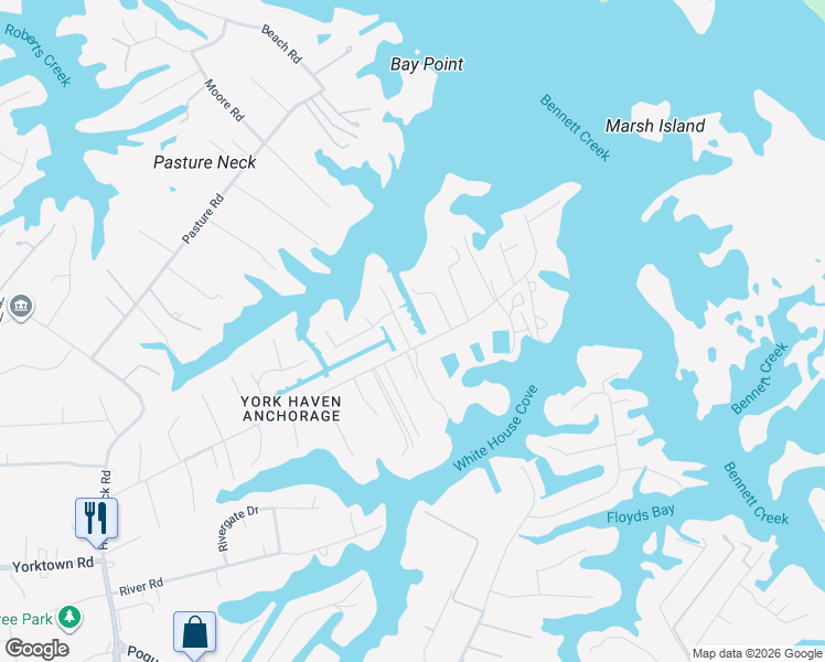 map of restaurants, bars, coffee shops, grocery stores, and more near 4 Phillips Road in Poquoson