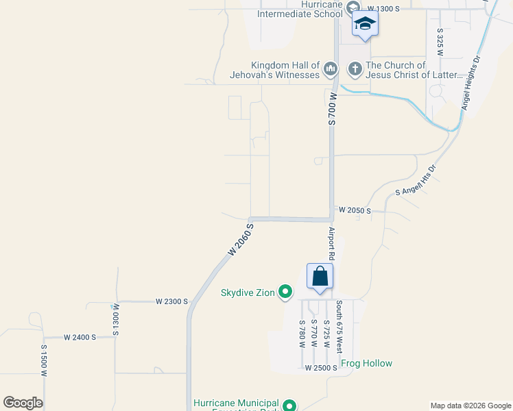 map of restaurants, bars, coffee shops, grocery stores, and more near 2005 South 950 West in Hurricane