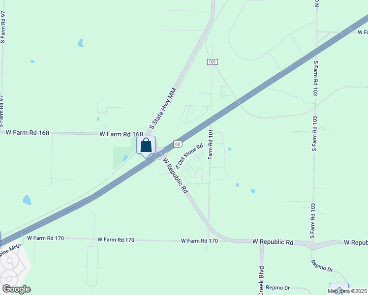 map of restaurants, bars, coffee shops, grocery stores, and more near 3246E East Old Stone Road in Republic
