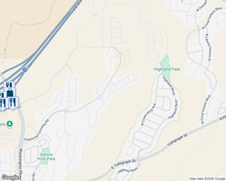 map of restaurants, bars, coffee shops, grocery stores, and more near 2254 Cascada Way in Washington