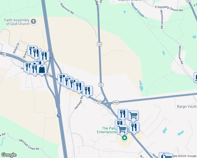 map of restaurants, bars, coffee shops, grocery stores, and more near 235 North Laurel Road in London