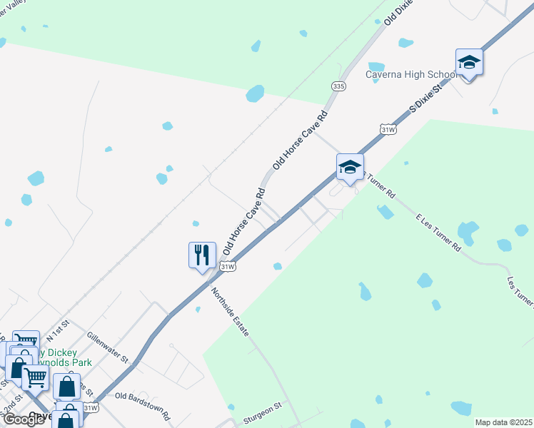 map of restaurants, bars, coffee shops, grocery stores, and more near Wigwam Trailer Park in Cave City