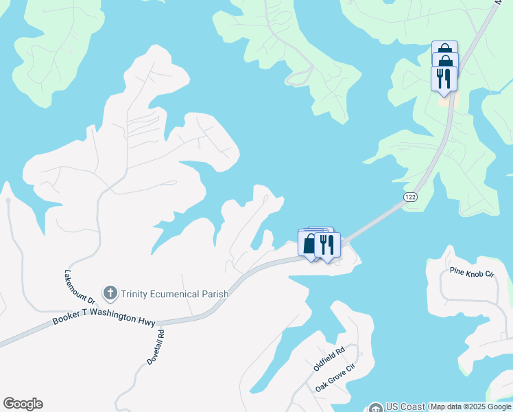 map of restaurants, bars, coffee shops, grocery stores, and more near Wild Turkey Run in Moneta
