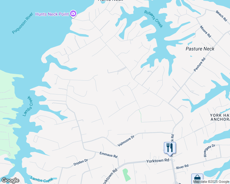 map of restaurants, bars, coffee shops, grocery stores, and more near 112 Lee Avenue in Poquoson