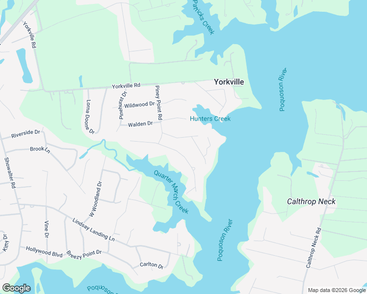 map of restaurants, bars, coffee shops, grocery stores, and more near 527 Piney Point Road in Yorktown