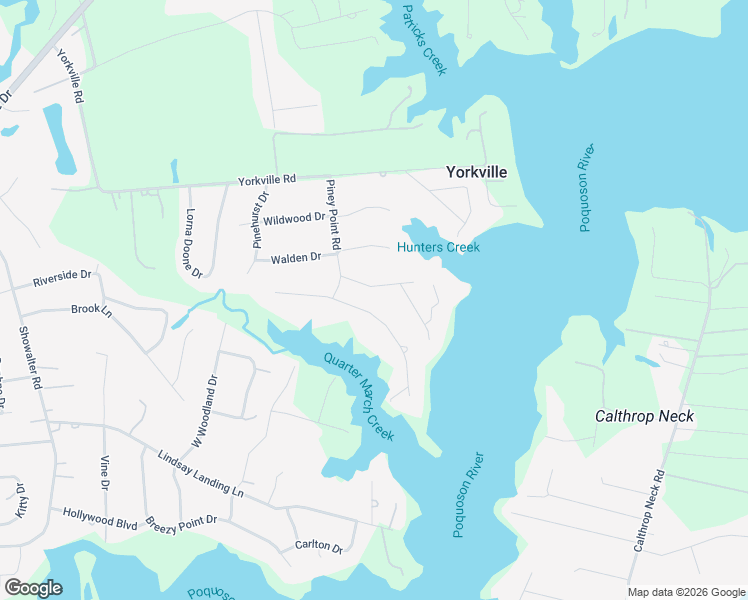 map of restaurants, bars, coffee shops, grocery stores, and more near 527 Piney Point Road in Yorktown
