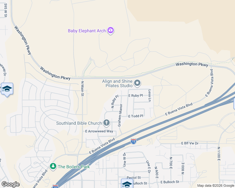 map of restaurants, bars, coffee shops, grocery stores, and more near 1098 Ruby Drive in Washington