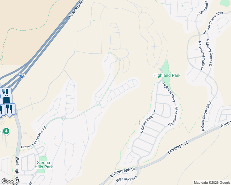 map of restaurants, bars, coffee shops, grocery stores, and more near 2254 Cascada Way in Washington