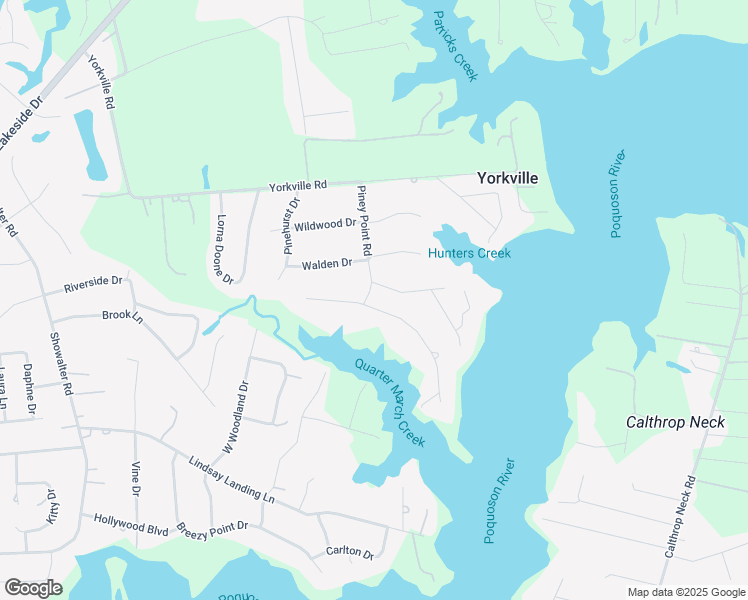 map of restaurants, bars, coffee shops, grocery stores, and more near 535 Piney Point Road in Yorktown