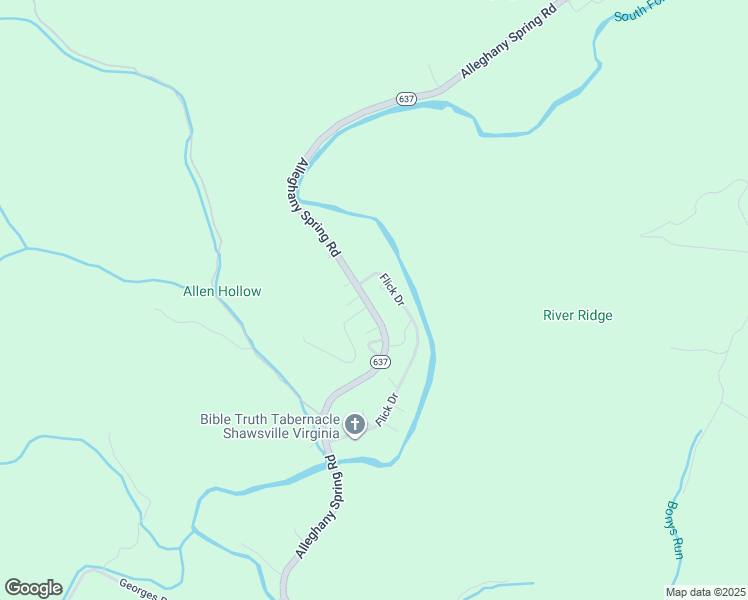 map of restaurants, bars, coffee shops, grocery stores, and more near 1031 Flick Drive in Shawsville