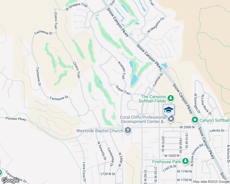 map of restaurants, bars, coffee shops, grocery stores, and more near 2254 North Cohonina Circle in St. George