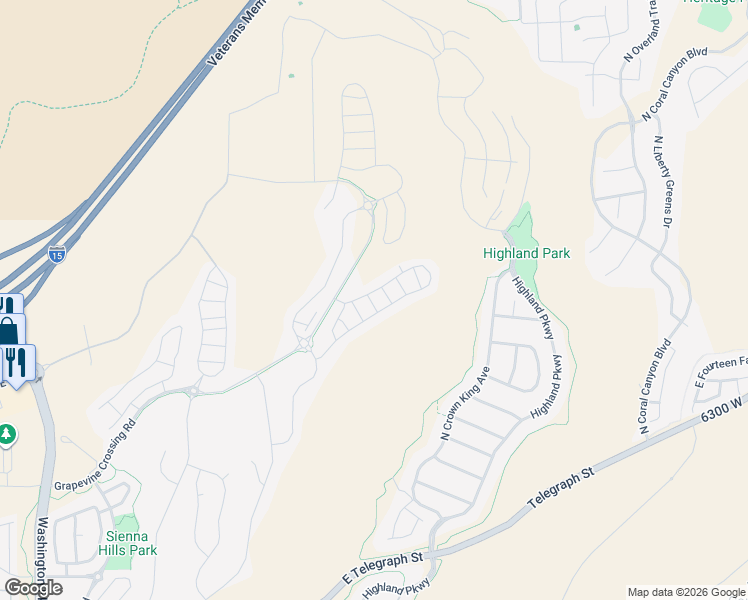 map of restaurants, bars, coffee shops, grocery stores, and more near 2254 Cascada Way in Washington