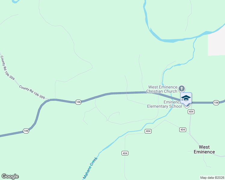 map of restaurants, bars, coffee shops, grocery stores, and more near 17269 Missouri 106 in Eminence