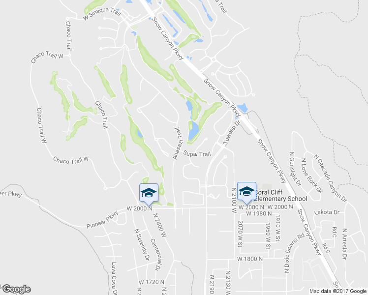 map of restaurants, bars, coffee shops, grocery stores, and more near 2256 Anasazi Trail in St. George