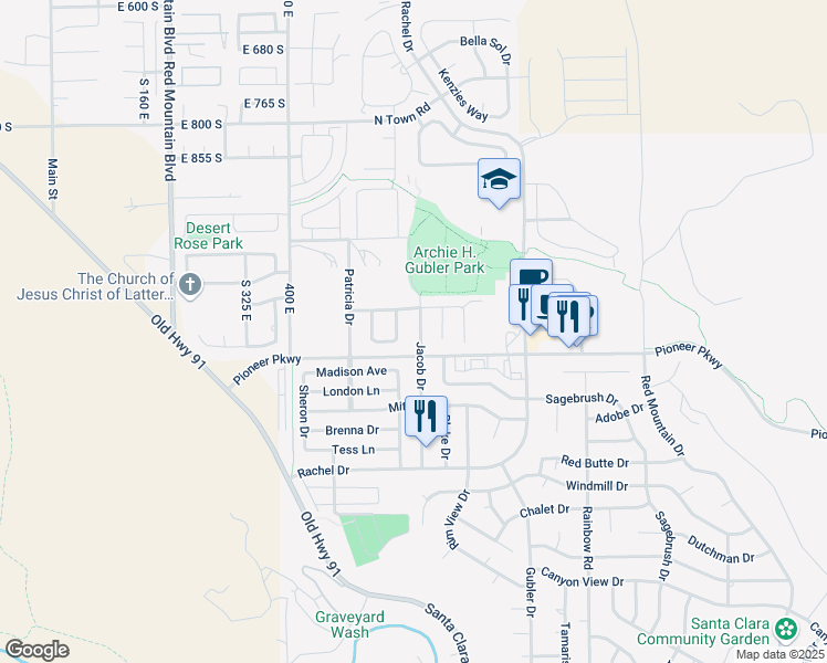 map of restaurants, bars, coffee shops, grocery stores, and more near 2310 Julie Drive in Santa Clara