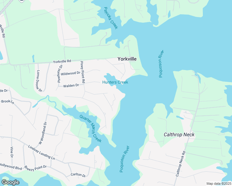 map of restaurants, bars, coffee shops, grocery stores, and more near 106 Woodhaven Drive in Yorktown