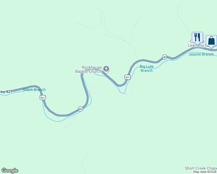 map of restaurants, bars, coffee shops, grocery stores, and more near Brookside Lane in Hyden