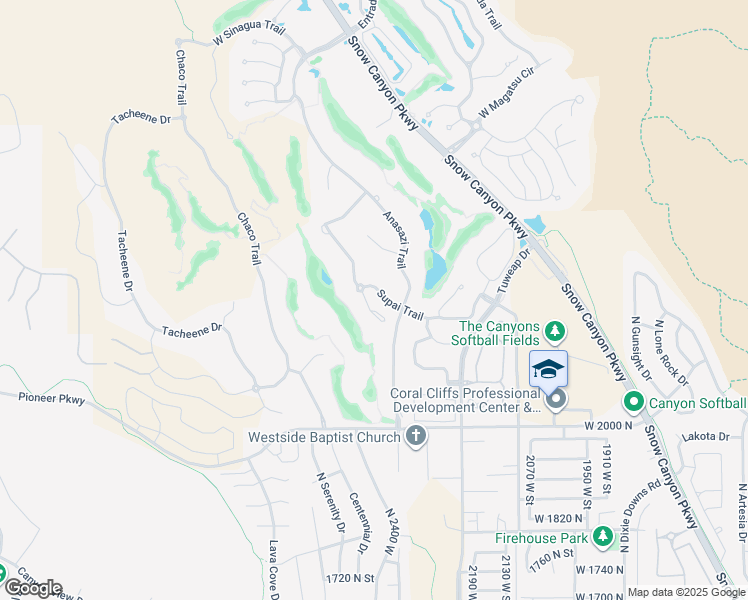 map of restaurants, bars, coffee shops, grocery stores, and more near 2254 North Cohonina Circle in St. George