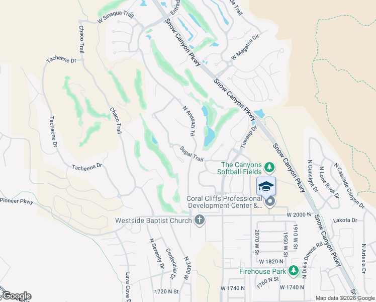 map of restaurants, bars, coffee shops, grocery stores, and more near 2232 Cohonina Circle in St. George