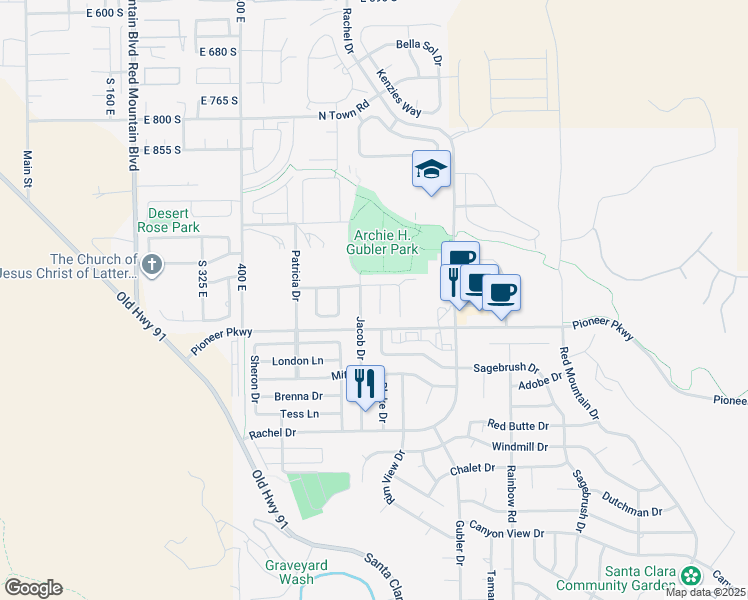 map of restaurants, bars, coffee shops, grocery stores, and more near 2303 Joshua Circle in Santa Clara
