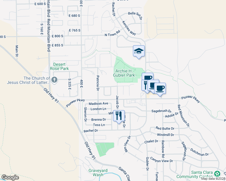 map of restaurants, bars, coffee shops, grocery stores, and more near 2310 Julie Drive in Santa Clara