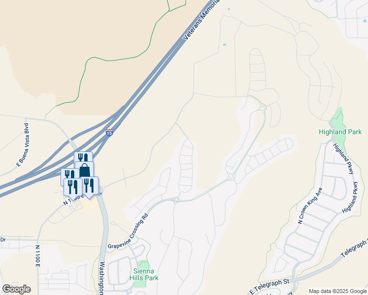 map of restaurants, bars, coffee shops, grocery stores, and more near 1896 East Respite Lane in Washington