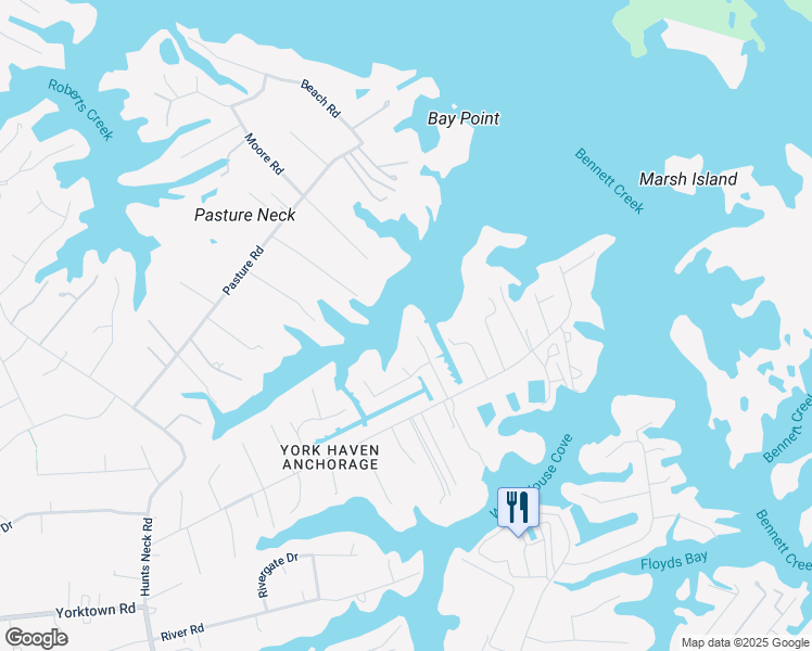 map of restaurants, bars, coffee shops, grocery stores, and more near 19 Phillips Road in Poquoson