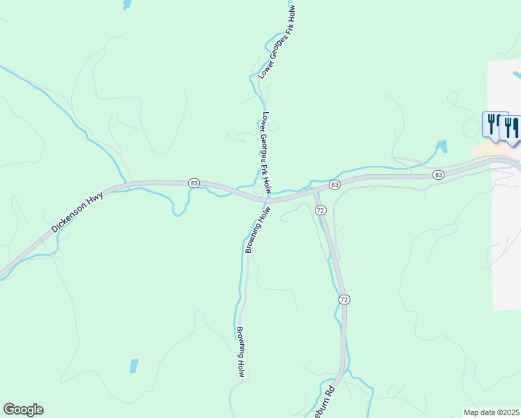 map of restaurants, bars, coffee shops, grocery stores, and more near State Route 621 in Clintwood